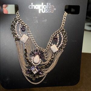 Charlotte Russe Statement Necklace - Silver and Purple